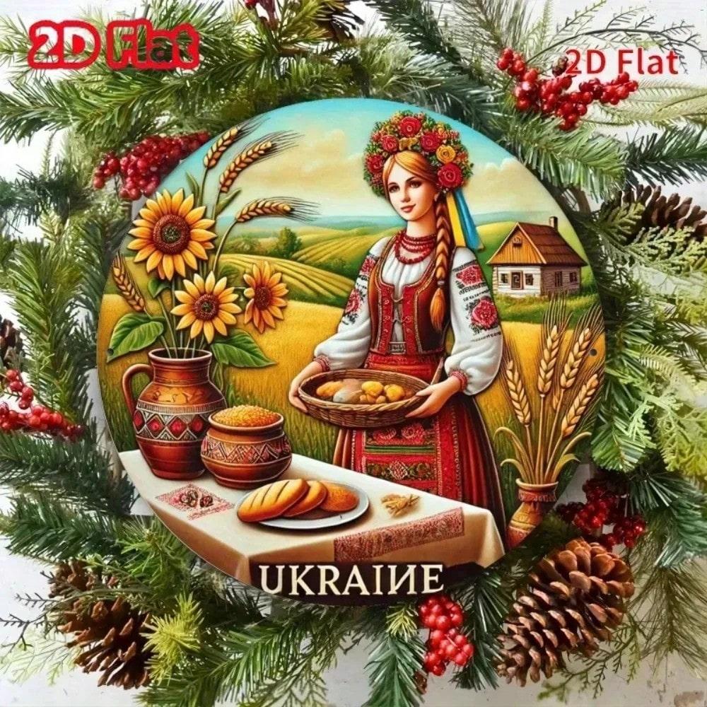 Украинская сельская жизнь Металлическое настенное искусство Традиционная кухня Народный костюм Пейзаж Домашний декор Жестяной знак
