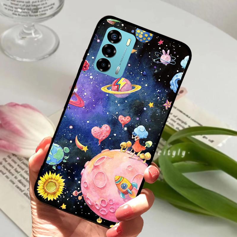 Чехол для ZTE Blade V40 Vita 8045 6.75" Животный Мультяшный Мягкий Силикон Funda для ZTE Blade V40 Vita Чехол для Телефона V40Vita Черный Coque