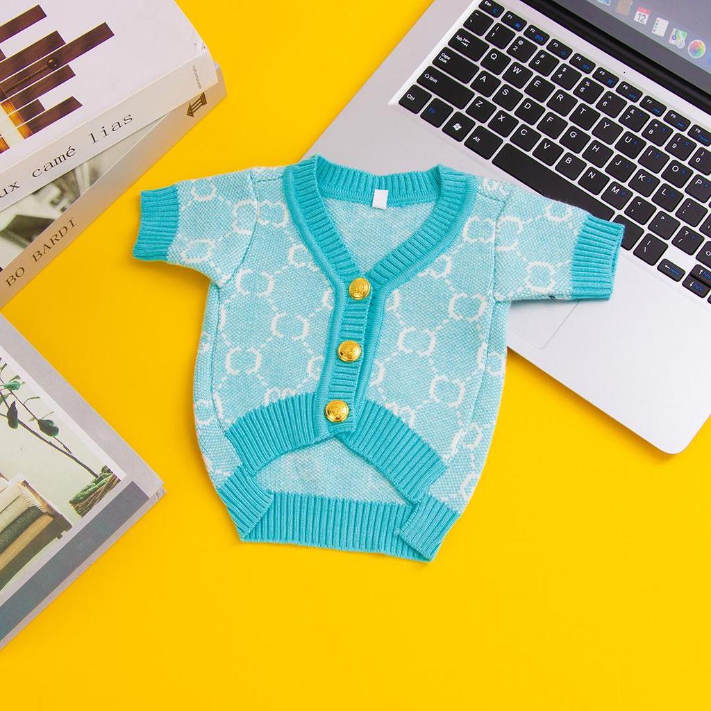 New Designer Tide Brand Pet Sweater Autumn/winter Knitted Cardigan Puppy Clothes Dog Costume Bago Teddy Dog Clothing