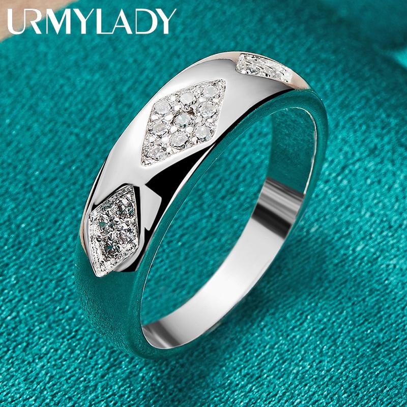 925 Sterling Silver Rhombus Zircon 7 8 9 10 Ring For Women Fashion Wedding Engagement Party Charm Jewelry