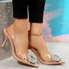 Luxury Brand Women High Heels Rhinestone Sandals 2025 Summer Transparent Shoes Ladies Pumps Slingbacks Plus Size 42