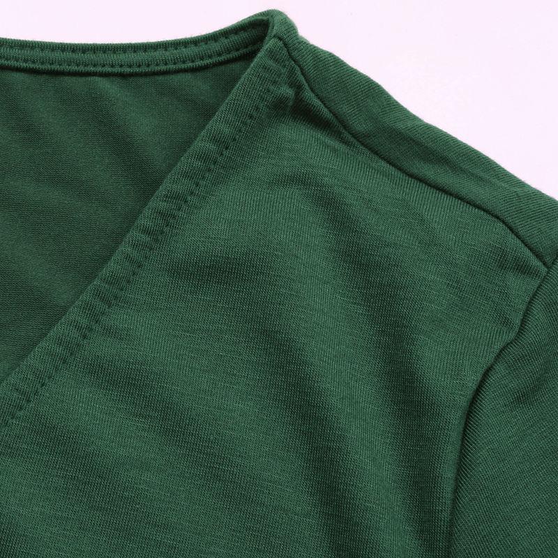 Летнее женское однотонное платье трапециевидной формы с короткими рукавами и V-образным вырезом в форме сердца