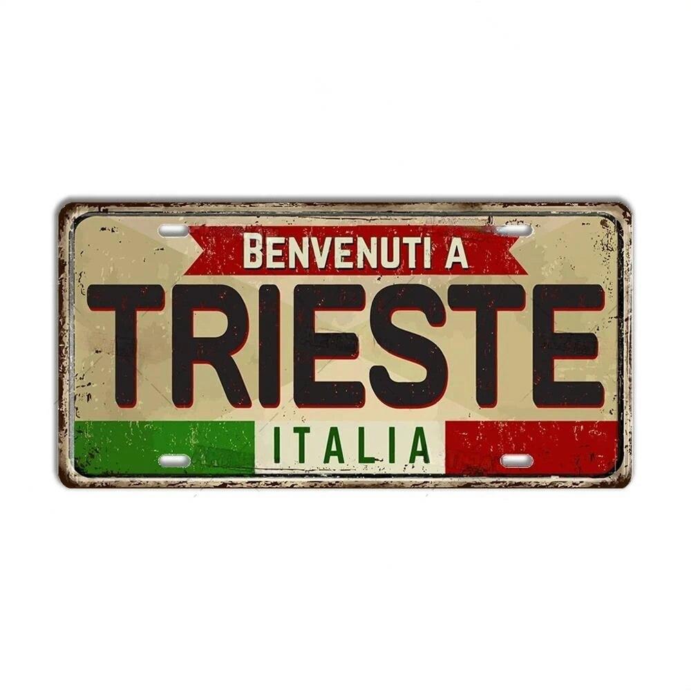 FJ Metal Tin Signs ITALY License Plate City State Tin Plaque Landmark Posters Wall Garage Bar Pub Decors