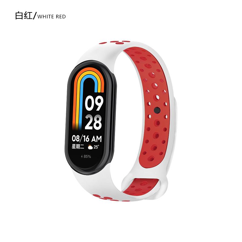 Двухцветный силиконовый ремешок для умных часов Xiaomi Mi Band 10/9/8 Сменный ремешок для Mi Band 8/9/10 Спортивный браслет Аксессуары