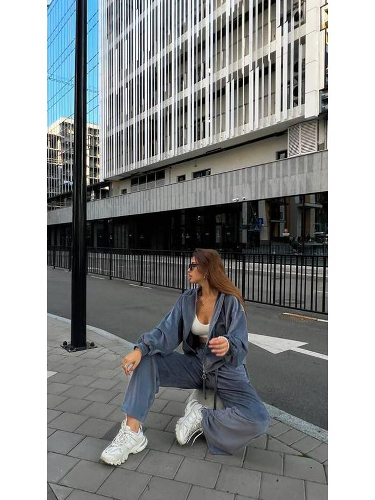 25-я годовщина Ранняя осень Мода Золотой бархат Молния Кулиска Повседневный комплект для женщин