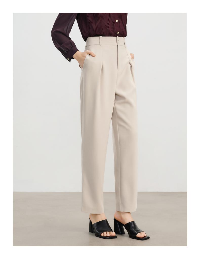 Commuting Style Versatile Slim Fit Mid High Waist Haren Pants