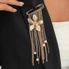 SHIXIN Fashion  Metal Flower Pendant Brooch for Women New Charm Multi-Functional Imitation Pearls Tassel Chain Accessory Jewelry