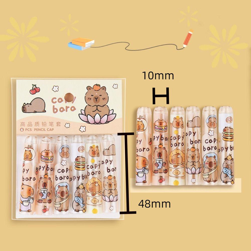 6 шт./набор Пластиковые топперы для ручек Защитный чехол Мультяшный протектор для кончика ручки Милые колпачки для карандашей Студенты