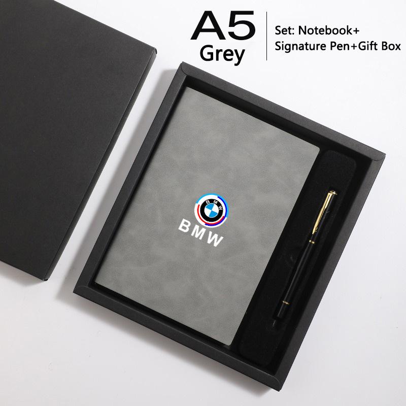 QRPZ1 Luxury Business Notebook With Signature Pen Set Gift Box Hardcover Journal For BMW 50th Anniversary E60 E93 G01 E87 G20 Sticker