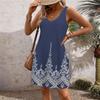 Women's Casual Sundress With Pockets Summer Boho Beach Dress Floral Blouses For Women T-Shirts Dress V Neck Loose Tank Dresses