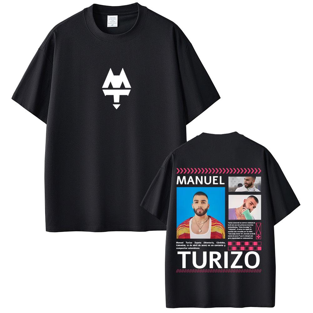 Rapper Manuel Turizo Graphic T Shirt Men Women Clothing Hip Hop Fashion Pop Music Tshirts Mens Casual Cotton Vintage Tshirt