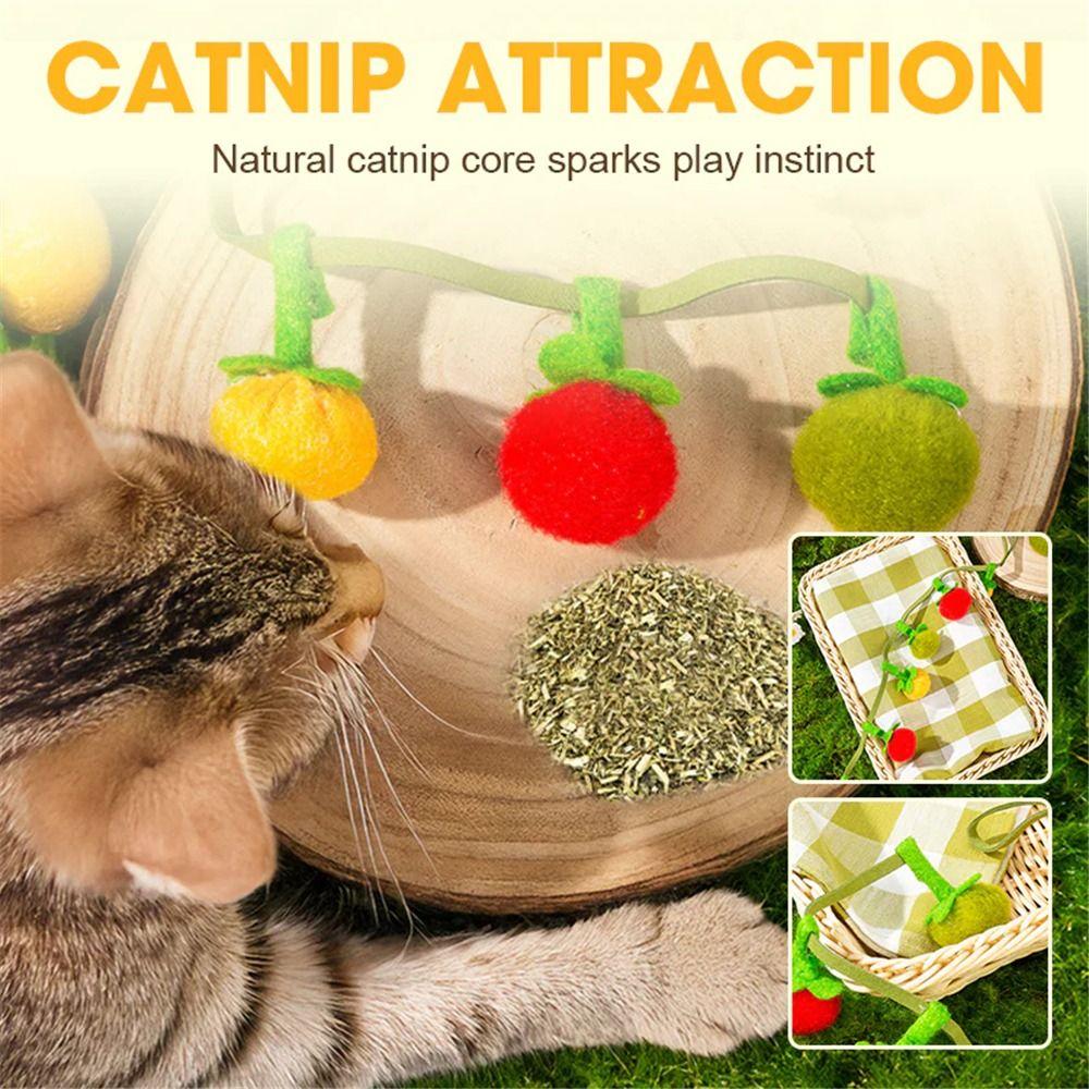 Cat Accessories Bite Resistant Tomato Cat Teaser with Bell Boredom Relief Interactive Kitten Teaser Rope Self Play