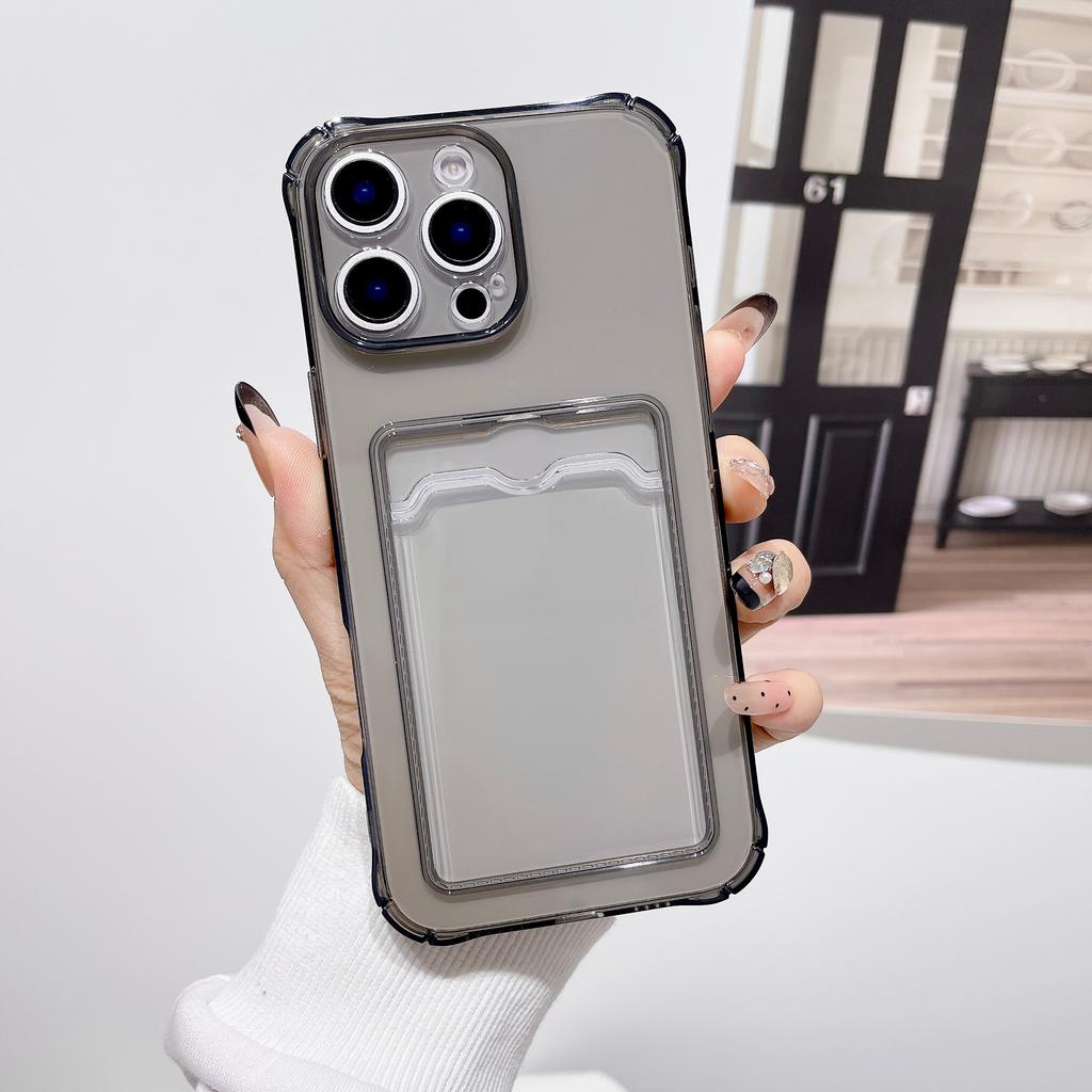 For iPhone 16 15 14 13 12 11 Pro Xs Max Mini 16e X XR 7 8 6 6S Plus SE 2020 2022 Case Clear ID ATM Card Slot Protection Cover