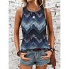 Vintage Striped Print Women's Tank Top Summer Casual Women's Elegant Crew Neck Tank Top Street Fashion Women's Sleeveless Top