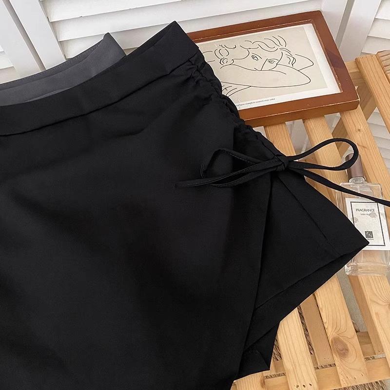 2025 Женская юбка А-силуэта с завышенной талией и плиссировкой, с завязками на шнурке