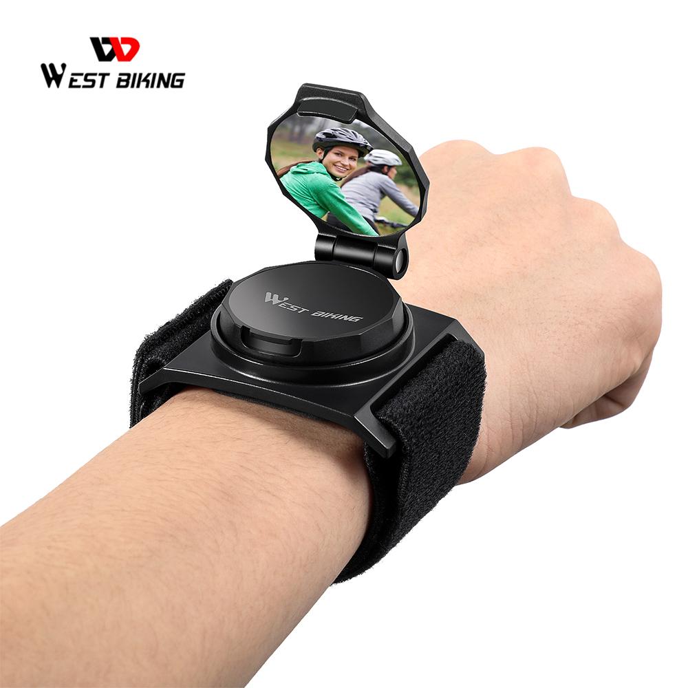 WEST BIKING Bike Wrist Rearview Mirror 360 Degrees Rotate Convex Reflector Arm Mirror Cycling Accessories
