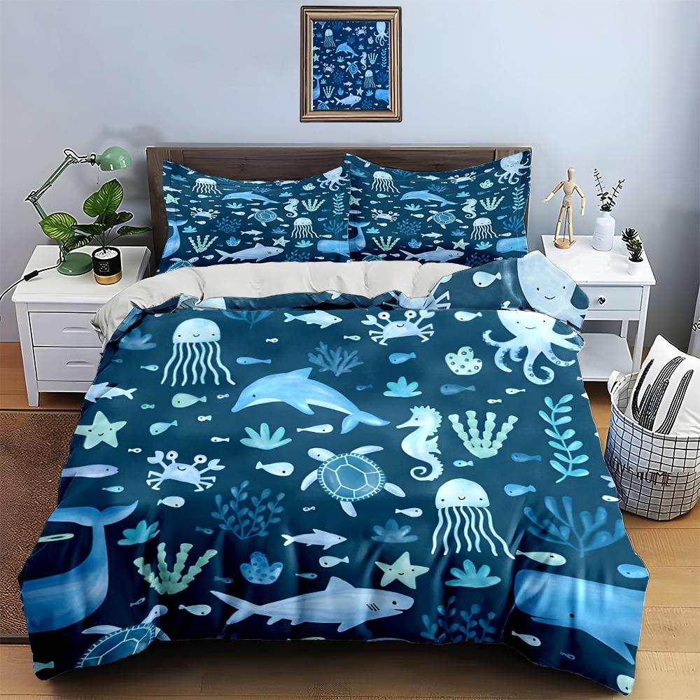 Underwater marine life. Bedding Duvet cover sets Duvet covers Pillowcases gifts (1 * Duvet Cover 2 * Pillowcases, without duvet insert)