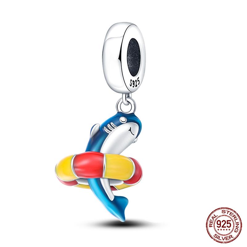 100% настоящие посеребренные бусины серии Ocean, черепаха, краб, русалка, подходят оригинальные браслеты «сделай сам», ювелирные изделия, подарки