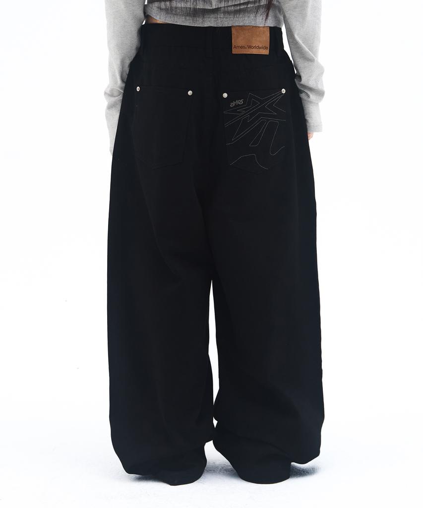 AMES-WORLDWIDE Overfit Cotton Pants Black