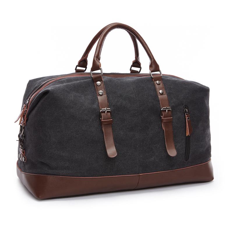 SCIONE Canvas Leather Travel Carry On Luggage Duffel Travel Tote Large Weekend Overnight Male Bag