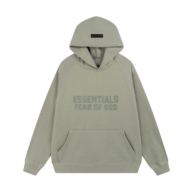 High Street Trend Brand ESSENTIALS Fleece-Lined Heavyweight Flocked Letter Hoodie for Men & Women