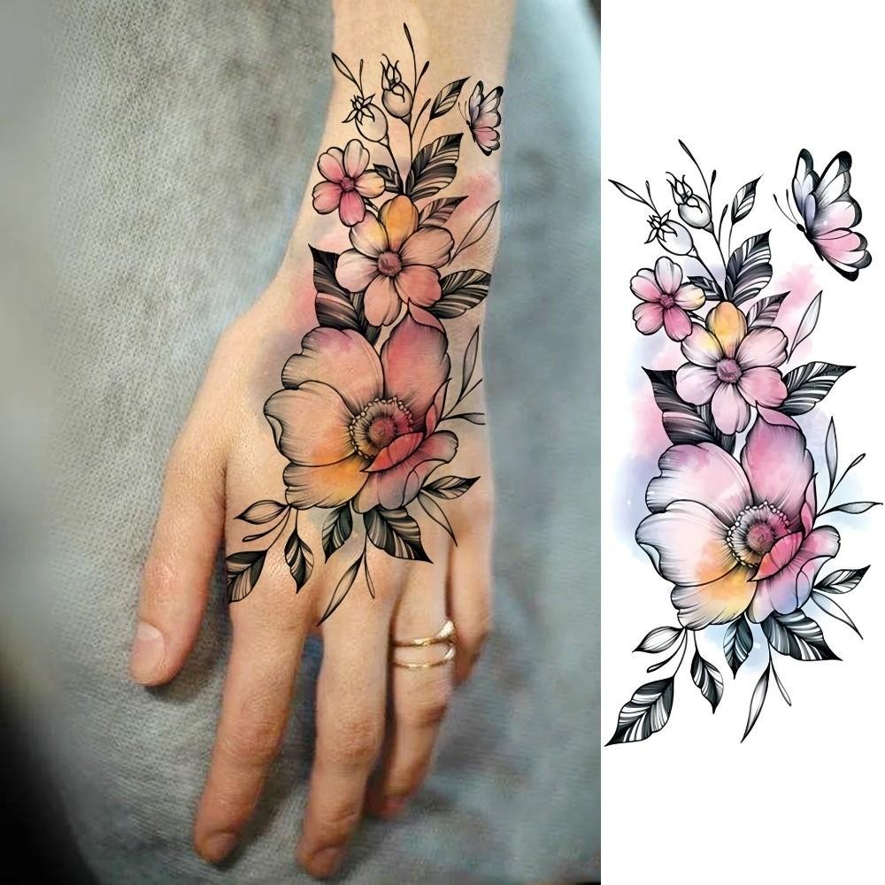 Long Lasting Rose Temporary Tattoo Flower Body Art Sticker Sweet Instant Decals Daily Use