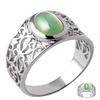 Серебряное кольцо 'Клеопатра' зеленый авантюрин серебро (родий) - 12 мм