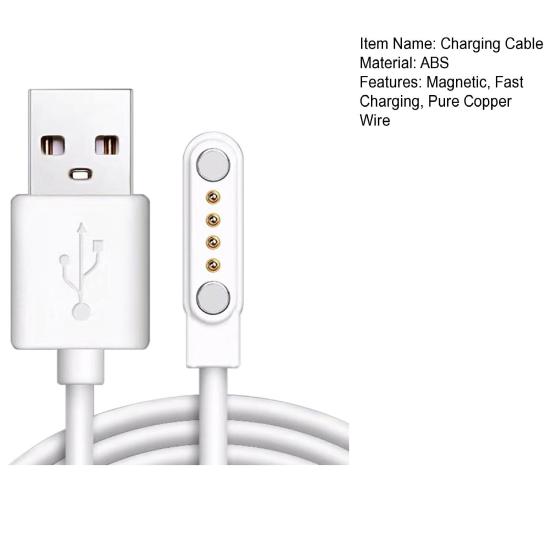 60 см магнитный USB-кабель для зарядки смарт-часов, быстрая зарядка, чистый медный провод, 4-контактный, не спутывающийся кабель для зарядки