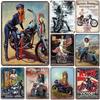 Металлические пин-ап таблички MotorcycleVintageCo - Винтажные художественные постеры - Жестяная живопись для украшения стен - Подчеркивает декор в мужской пещере и баре