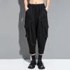 Черные хлопковые брюки-шаровары с высокой талией, большие винтажные повседневные свободные летние брюки-шаровары для женщин, брюки