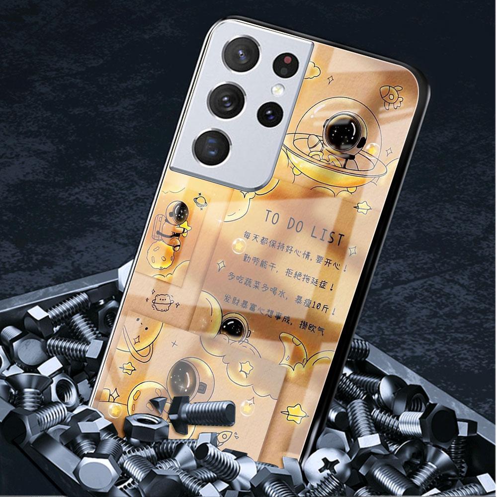 Стеклянный чехол для Samsung Galaxy S22 S20 FE S21 5G S10 S9 Plus Note 10 20 Lite, закаленный чехол для телефона с изображением космонавта и мультфильма
