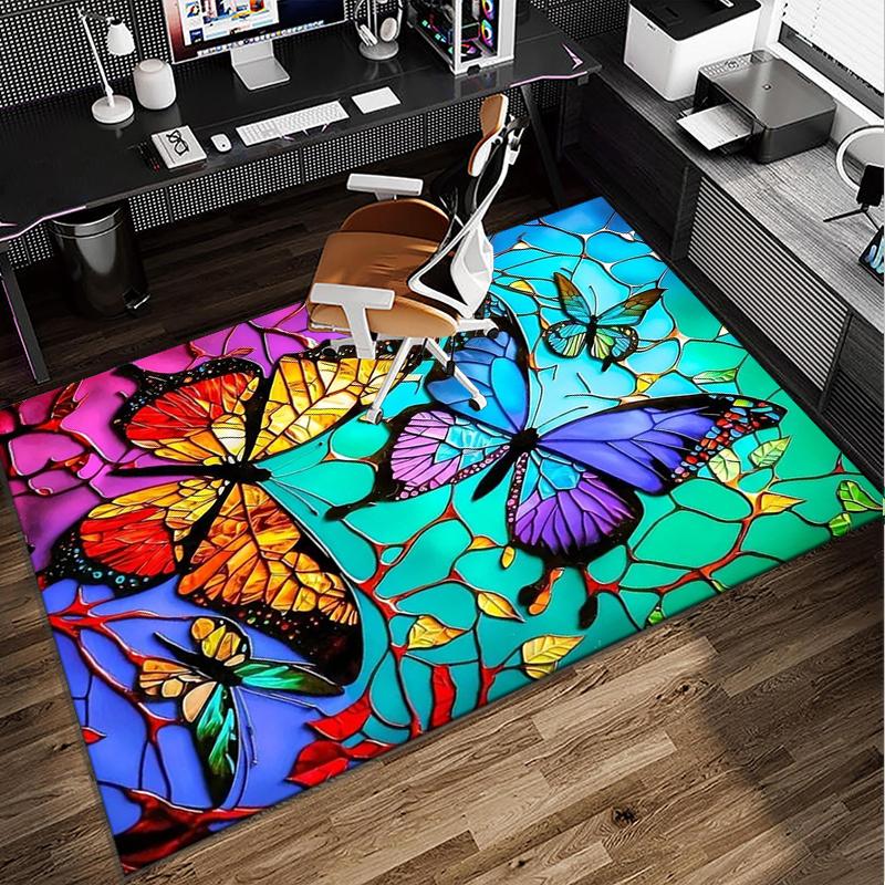 Purple Butterfly Garden Office Rug Chair Mat, Entryway Carpet, Suitable for Front Door, Bedroom, Living Room, Desk, Holiday Gift
