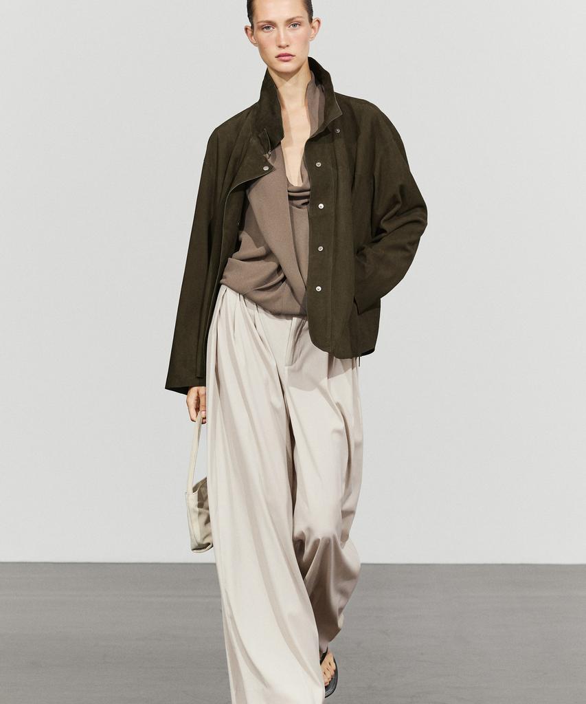 Massimo Dutti Suede Turtleneck Leather Jacket