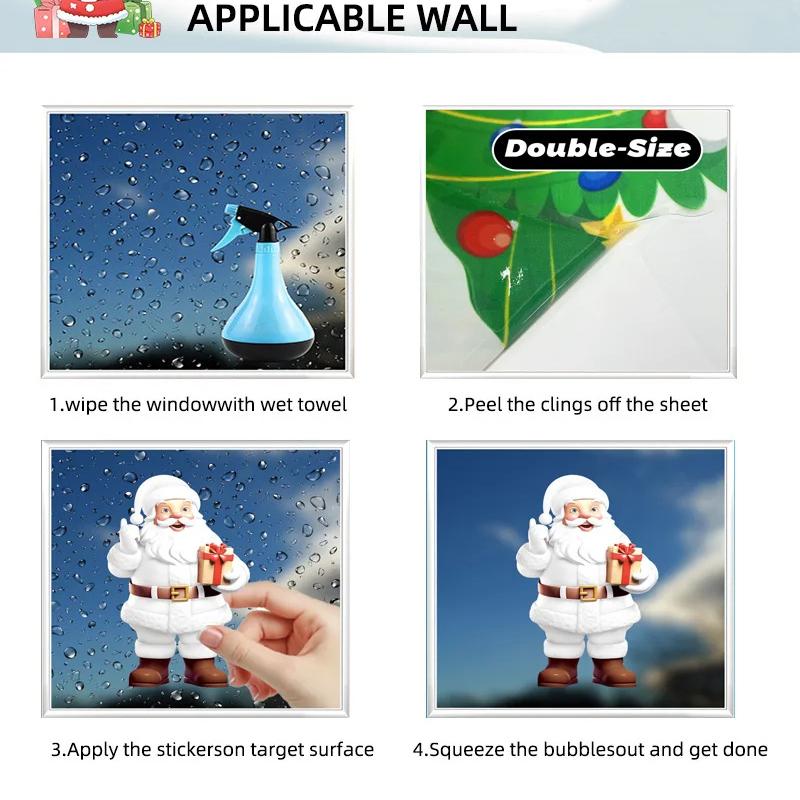 9 шт./компл. Рождественские наклейки на окна, новогоднее украшение для дома, Санта-Клаус, рождественская елка, снежинка, стеклянная наклейка, подарки Navidad