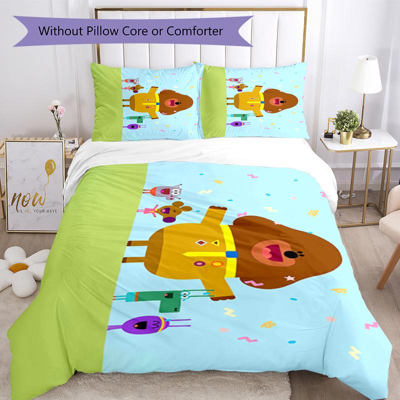 3pcs Hey Duggee Bedding Set Duvet Cover Closure Includes 1 Duvet Cover & 2 Pillowcases, Soft and Comfortable for All Seasons.