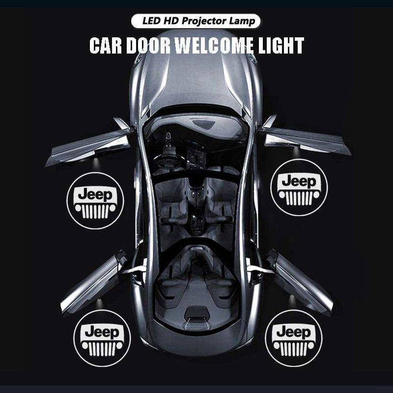 Jeep Car Door Wireless Welcome Light LED HD Projector Lamp Decoration For Jeep Renegade Compass Grand Cherokee Wrangler Patriot NXJPT1