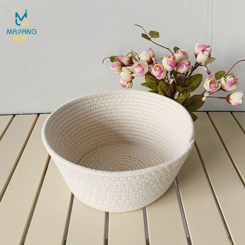 Современная настольная корзина для хранения из хлопковой веревки - плетеная пенька для всякой всячины и косметики