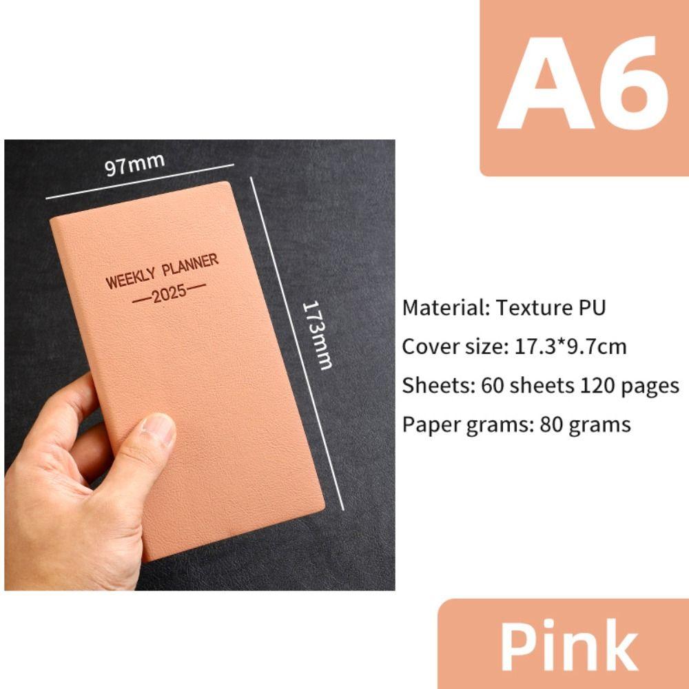 A6/A7 2025 Agenda Book English Daily Weekly Monthly Planner 2025 Planner Notebook  School Office