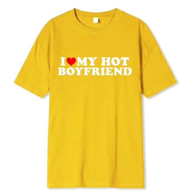 Винтажная забавная футболка с надписью «I Love My Hot Girlfriend Boyfriend» для пар, мужская хлопковая футболка для бойфрендов, повседневная спортивная уличная одежда