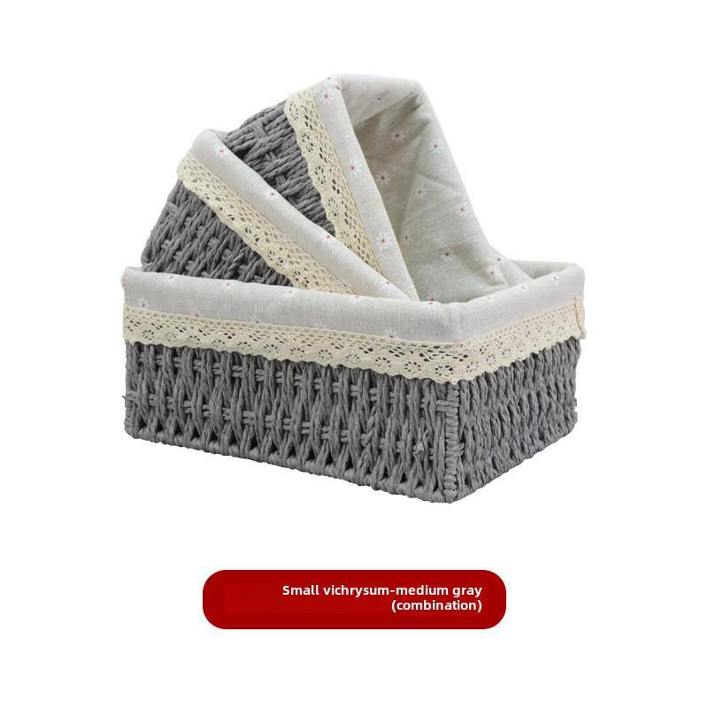 Корзина для хранения закусок, игрушек и всякой всячины, сплетенная из ротанговой бумаги