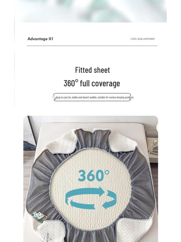 Комплект охлаждающих матрасов из ледяного шелка класса А с латексом: Стирка, Антибактериальный, Безопасный для мамы и малыша, Стиль простыни на резинке