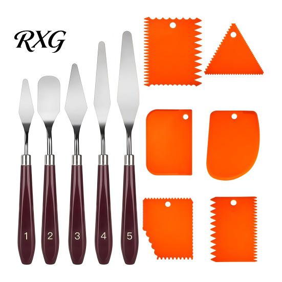 Color Mixing Spatula Set 5Pcs Palette Knife with 6 Paint Scraper, Stainless Steel Durable Scrapers Knife, Oil Metal Knives for Texture Art Blending