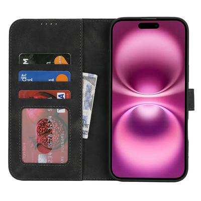 Для iPhone 16 Plus Чехол-кошелек Двойной сложенный край Кожа на ощупь ПУ кожа Флип-чехол для телефона