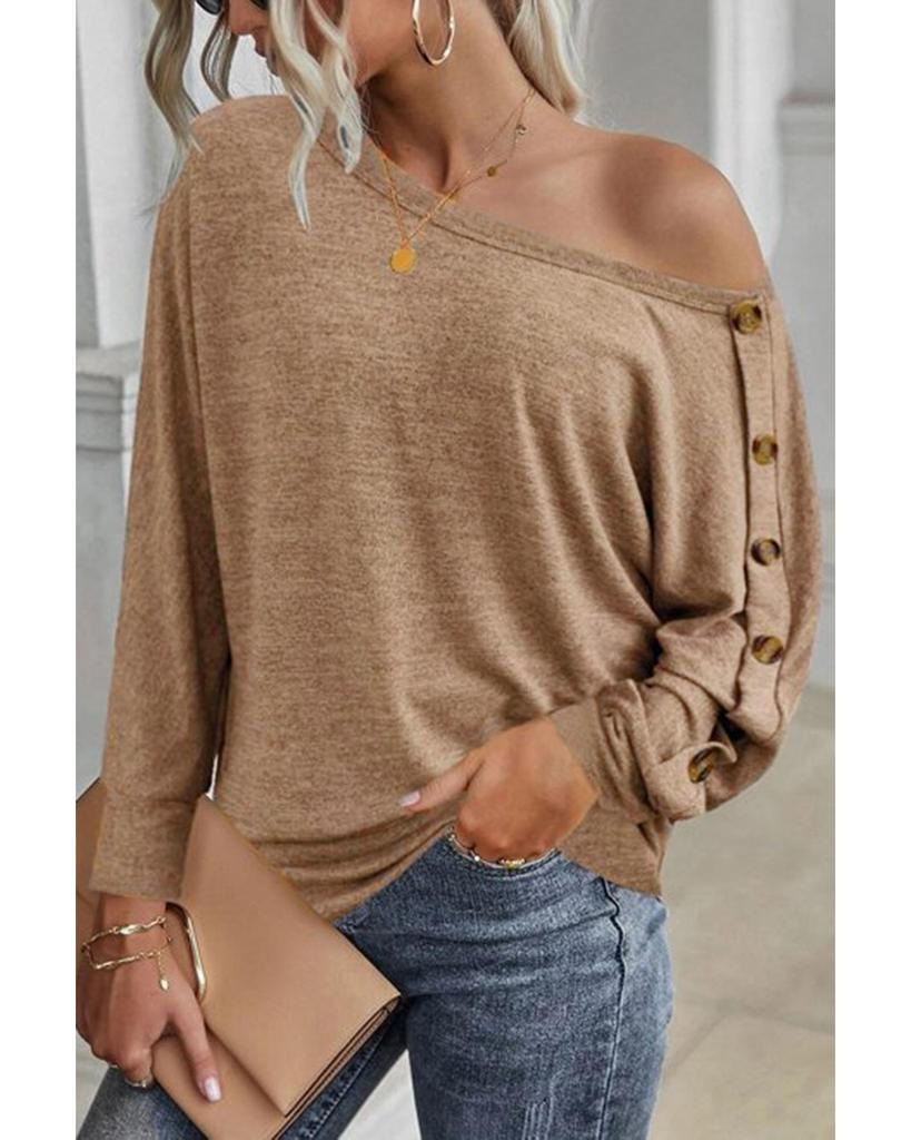 Azura Exchange Button Decor Dolman Sleeve Top