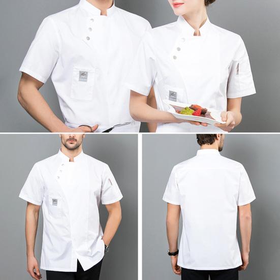 Униформа для общественного питания, шикарная кухонная одежда с короткими рукавами, рубашка официанта, дышащая рубашка унисекс, униформа шеф-повара, кухонная одежда