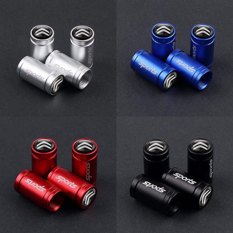 AXSR8 4pcs Matte Textured Metal Valve Cover Car Tire Valve Cap Accessories For Citroen C1 C2 C3 C4 Picasso C4L C5 C-ELYSEE DS Xsara C8