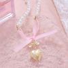 Elegant Heart Bowknot Pearl Pendant Necklace for Women Sweet Versatile Choker Charm Necklaces Fashion Jewelry Gift