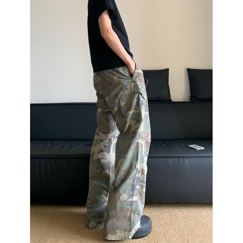 Капуста Кола Американский Камуфляж Брюки Карго Мужские Слим Прямые Хип-хоп Брюки Мужские Хай Стрит Вайб Расклешенные Брюки