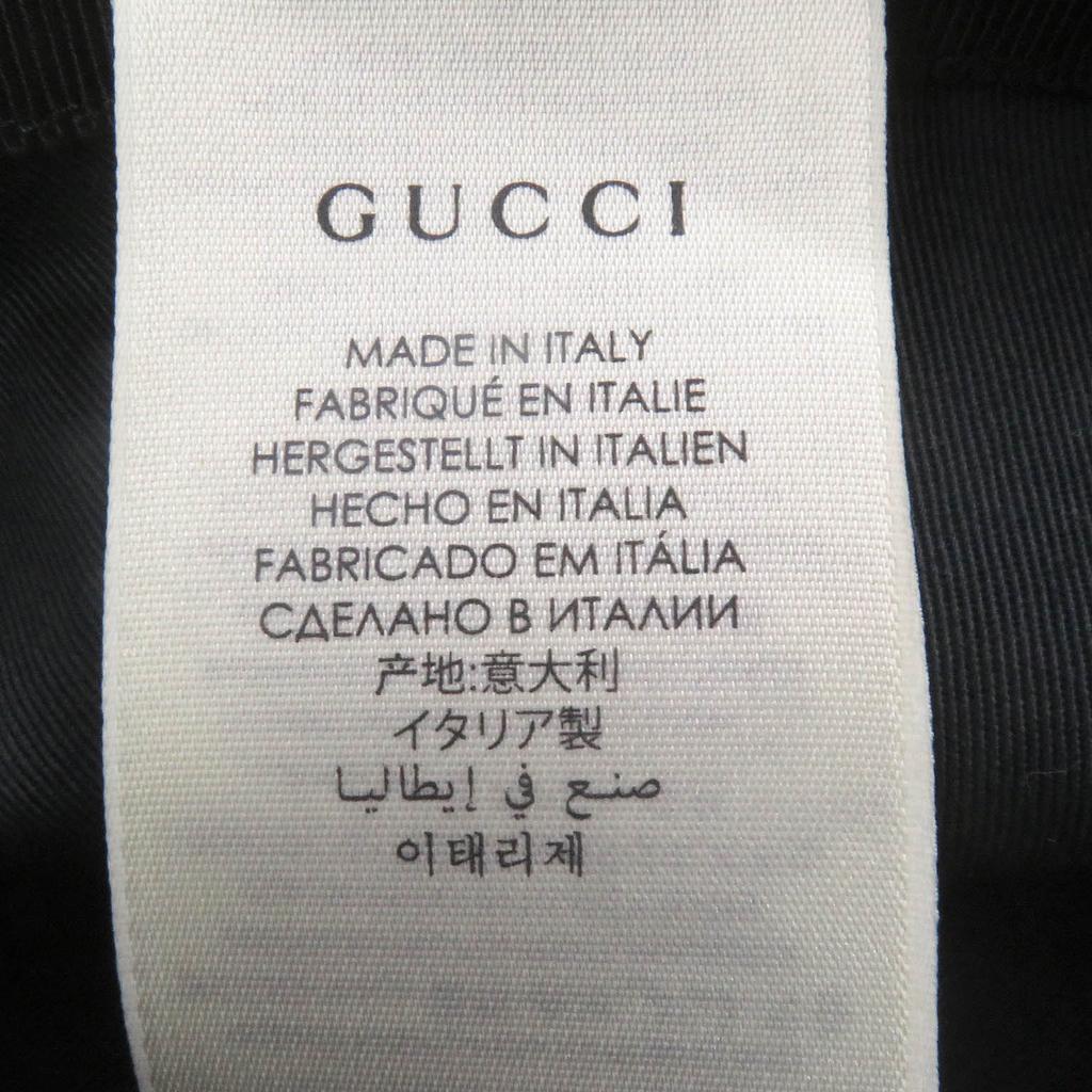 Great GUCCI hat GG Canvas Fedora Bucket Hat black polyester mens 576587 Used