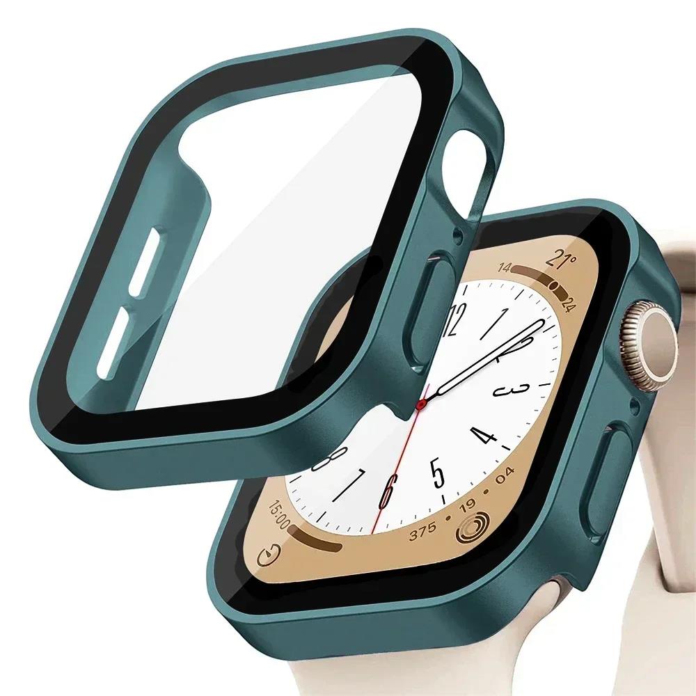 Waterproof Case for Apple Watch 7 8 9 45mm 41mm Screen Protector Glass+Cover Bumper Tempered iWatch 5 SE 6 44mm 40mm Accessories 7